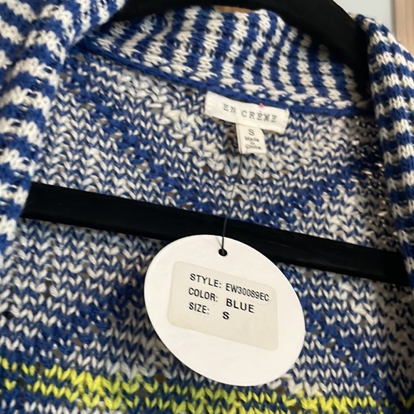 NWT blue yellow oversized sweater sz S comfy and sexy - Picture 3 of 5